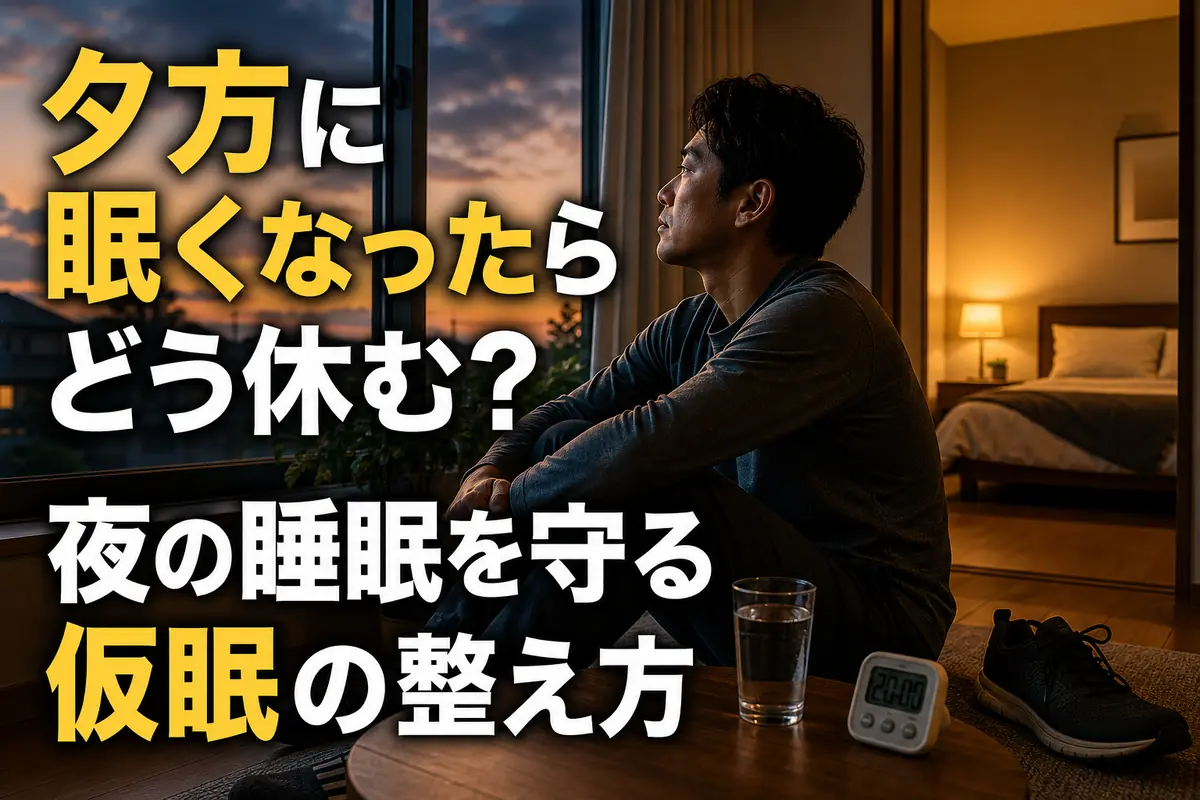 夕方に椅子で休みながら夜の睡眠に備える人。