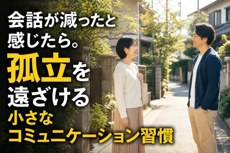 近所の道で穏やかに言葉を交わす二人。