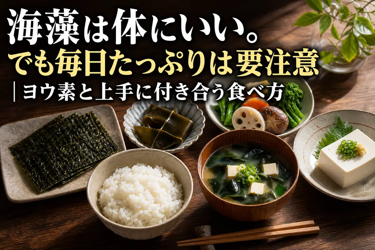 昆布やわかめ、のりを少量ずつ取り入れた和食の食卓。
