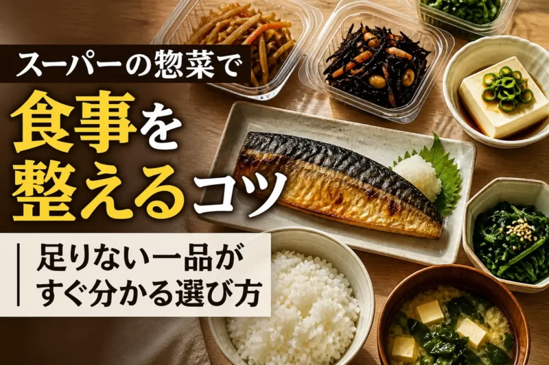 焼き魚や野菜の副菜、ごはんをバランスよく組み合わせた食卓。