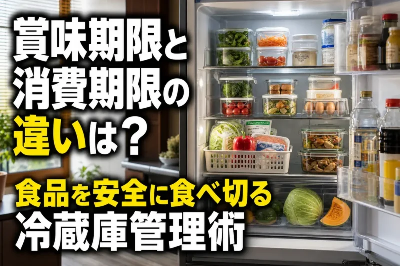 期限の近い食品が手前に整理された家庭の冷蔵庫。