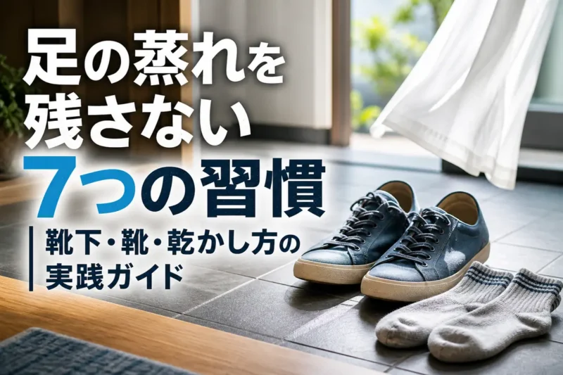 風通しのよい場所で靴と清潔な靴下を乾かしている様子。